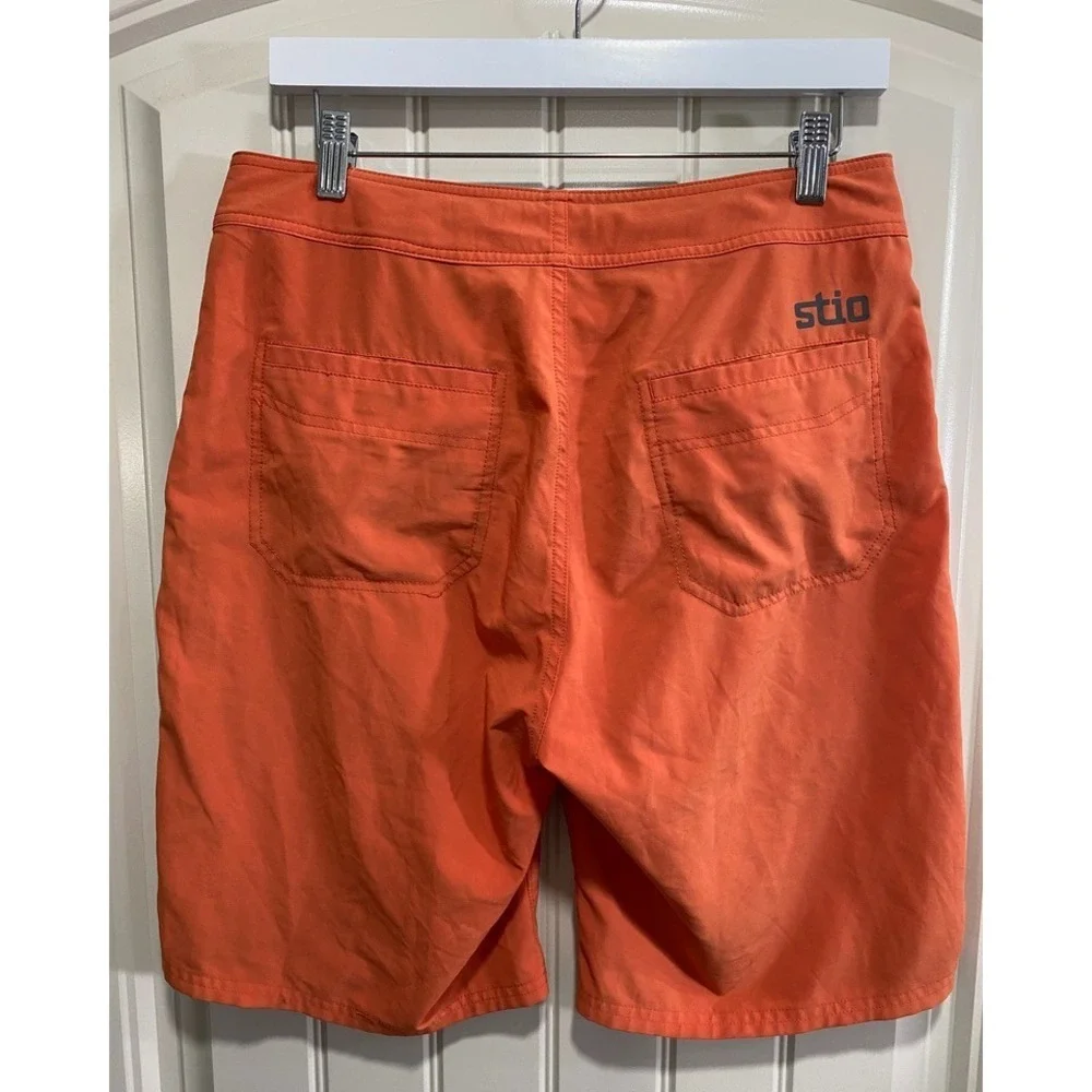 Stio CFS Board Shorts Mens 30 Orange Drawstring Zip Pocket Beach Swimming